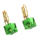 KOLCZYKI POZŁACANE 19/10 MM EMERALD LIGHT CUBE CRYSTAL XUPING 89674