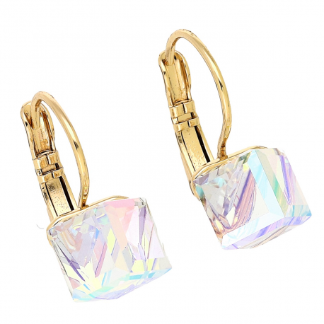 KOLCZYKI POZŁACANE 19/10 MM AB CUBE CRYSTAL XUPING 89676