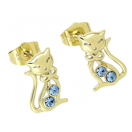 KOLCZYKI POZŁACANE 15/10 MM SAPPHIRE LIGHT CRYSTAL XUPING 89677