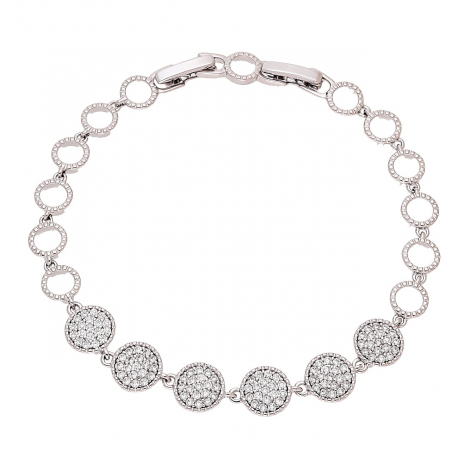 BRANSOLETKA PLATYNOWANA 19-17 CM 8 MM BRYLANTOWE KRĘGI XUPING 89805