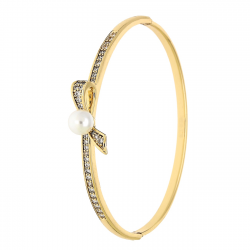 BRANSOLETKA POZŁACANA 54/10 MM BANGLE Z PERŁĄ XUPING 89812