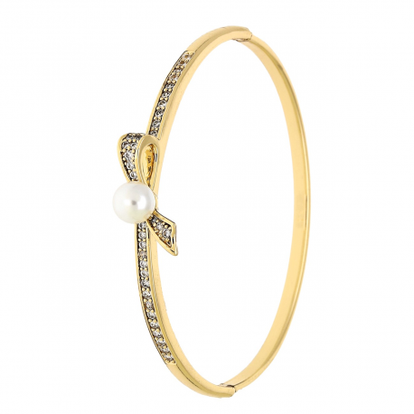 BRANSOLETKA POZŁACANA 54/10 MM BANGLE Z PERŁĄ XUPING 89812