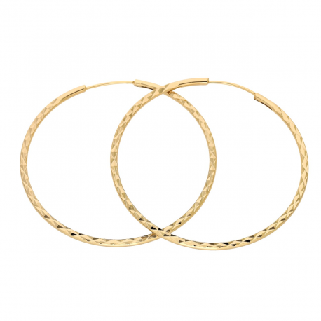 KOLCZYKI POZŁACANE 50/2 MM ZŁOTE KOŁA DIAMENTOWANE XUPING 89849
