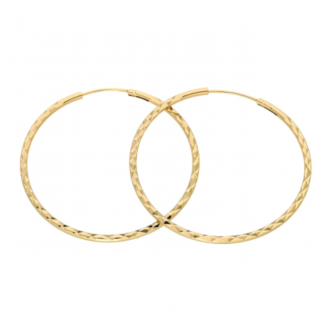 KOLCZYKI POZŁACANE 45/2 MM ZŁOTE KOŁA DIAMENTOWANE XUPING 89850