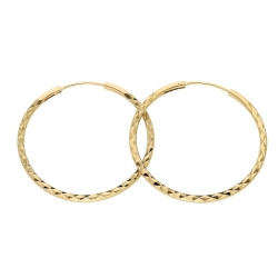 KOLCZYKI POZŁACANE 35/2 MM ZŁOTE KOŁA DIAMENTOWANE XUPING 89851
