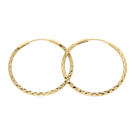 KOLCZYKI POZŁACANE 35/2 MM ZŁOTE KOŁA DIAMENTOWANE XUPING 89851