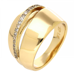 PIERŚCIONEK POZŁACANY 15 MM ELEGANCKI Z BRYLANCIKAMI XUPING 89885