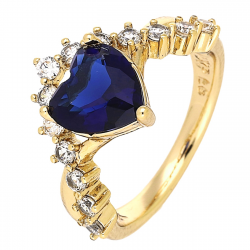 PIERŚCIONEK POZŁACANY 13 MM SZAFIR SERCE XUPING 89909