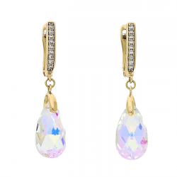 KOLCZYKI POZŁACANE 38/9 MM AURORE BOREALE CRYSTAL XUPING 90085