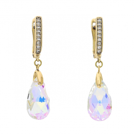 KOLCZYKI POZŁACANE 38/9 MM AURORE BOREALE CRYSTAL XUPING 90085