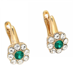 KOLCZYKI POZŁACANE 17/10 MM EMERALD CRYSTAL XUPING 90086