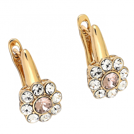 KOLCZYKI POZŁACANE 17/10 MM ROSE LIGHT CRYSTAL XUPING 90089
