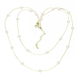 14K CELEBRYTKA POZŁACANA 40+6 CM DWURZEDOWA Z PERŁAMI XUPING 90126