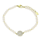 14K BRANSOLETKA POZŁACANA 17+3 CM 10 MM PERŁOWA ELEGANCJA XUPING 90164