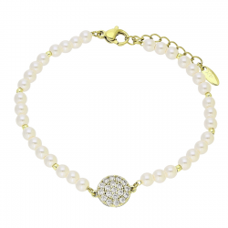 14K BRANSOLETKA POZŁACANA 17+3 CM 10 MM PERŁOWA ELEGANCJA XUPING 90164
