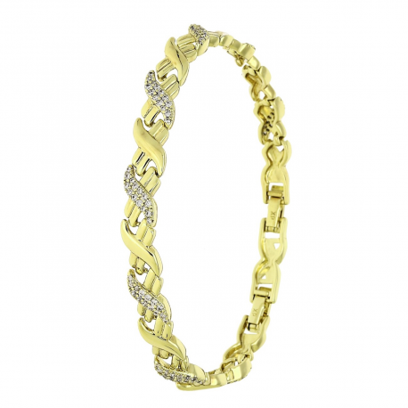 14K BRANSOLETKA POZŁACANA 19-17 CM 7 MM ELEGANCE XUPING 90169