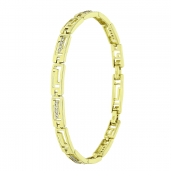 14K BRANSOLETKA POZŁACANA 19-17 CM 5 MM GRECKA Z BRYLANCIKAMI XUPING 90172