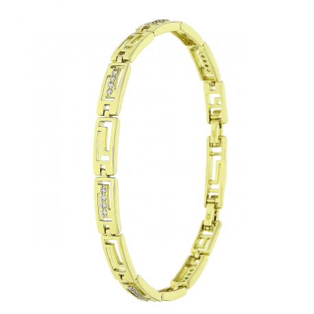 14K BRANSOLETKA POZŁACANA 19-17 CM 5 MM GRECKA Z BRYLANCIKAMI XUPING 90172