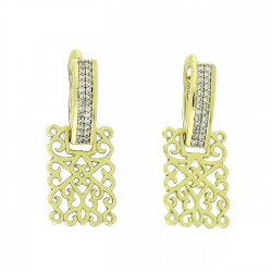 14k KOLCZYKI POZŁACANE 28/13 MM AŻUROWA ELEGANCJA XUPING 90188