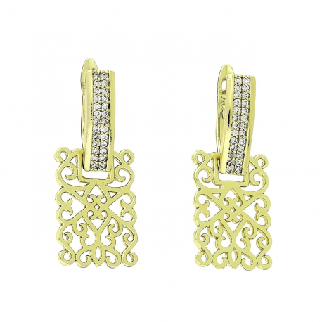 14k KOLCZYKI POZŁACANE 28/13 MM AŻUROWA ELEGANCJA XUPING 90188