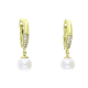 14k KOLCZYKI POZŁACANE 28/8 MM WISZĄCA PERŁA XUPING 90190