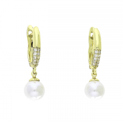 14k KOLCZYKI POZŁACANE 28/8 MM WISZĄCA PERŁA XUPING 90190