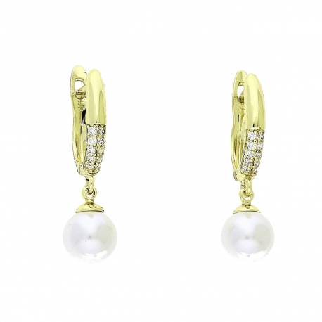 14k KOLCZYKI POZŁACANE 28/8 MM WISZĄCA PERŁA XUPING 90190