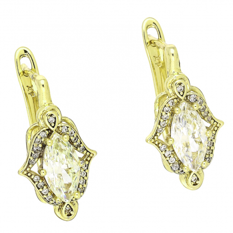 14k KOLCZYKI POZŁACANE 20/11 MM BRYLANTOWE ELEGATKI XUPING 90195