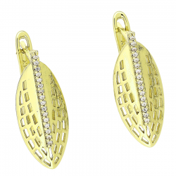 14k KOLCZYKI POZŁACANE 22/9 MM AŻUR Z BRYLANCIKAMI XUPING 90196