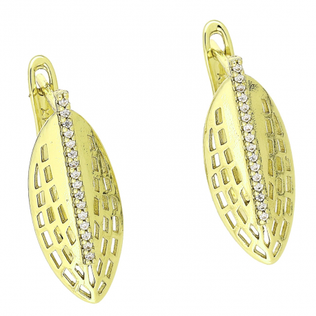 14k KOLCZYKI POZŁACANE 22/9 MM AŻUR Z BRYLANCIKAMI XUPING 90196