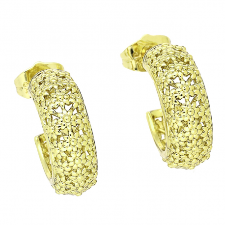 14k KOLCZYKI POZŁACANE 20/7 MM KÓŁKA KWIATOWY AŻUR XUPING 90206