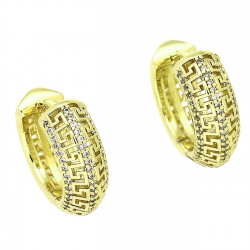 14k KOLCZYKI POZŁACANE 17/6 MM KÓŁKA GRECKI AŻUR XUPING 90210