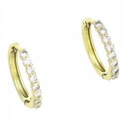 14k KOLCZYKI POZŁACANE 16/2 MM KÓŁKA Z BRYLANTAMI XUPING 90213