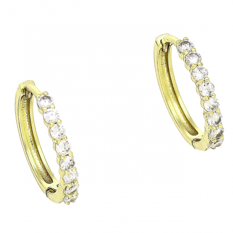 14k KOLCZYKI POZŁACANE 16/2 MM KÓŁKA Z BRYLANTAMI XUPING 90213