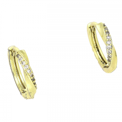 14k KOLCZYKI POZŁACANE 13/2,5 MM KÓŁKA SKRĘCONE Z BRYLANTAMI XUPING 90218