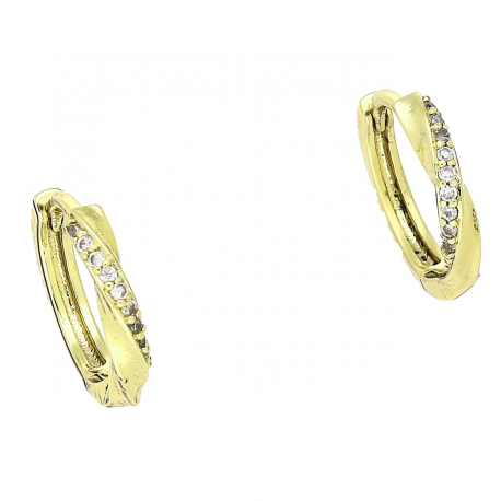 14k KOLCZYKI POZŁACANE 13/2,5 MM KÓŁKA SKRĘCONE Z BRYLANTAMI XUPING 90218