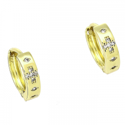 14k KOLCZYKI POZŁACANE 13/4 MM KÓŁKA Z BRYLANTAMI XUPING 90220