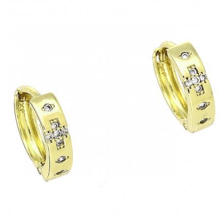 14k KOLCZYKI POZŁACANE 13/4 MM KÓŁKA Z BRYLANTAMI XUPING 90220