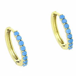 14k KOLCZYKI POZŁACANE 16/2 MM KÓŁKA Z TURKUSAMI XUPING 90221