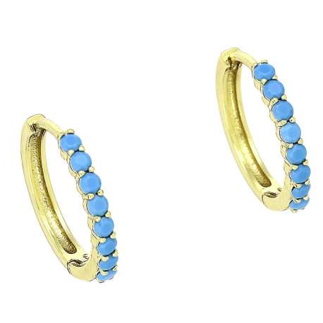 14k KOLCZYKI POZŁACANE 16/2 MM KÓŁKA Z TURKUSAMI XUPING 90221
