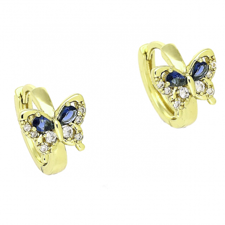 14k KOLCZYKI POZŁACANE 12/9 MM MOTYLEK Z SZAFIRAMI XUPING 90229