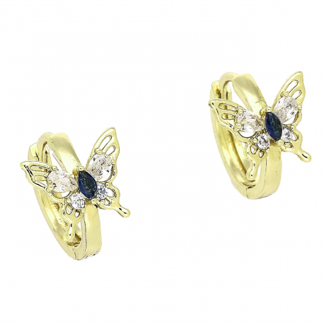 14k KOLCZYKI POZŁACANE 12/9 MM MOTYLEK Z SZAFIREM XUPING 90236