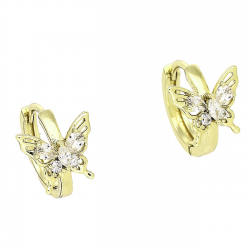 14k KOLCZYKI POZŁACANE 12/9 MM MOTYLEK Z BRYLANTEM XUPING 90240