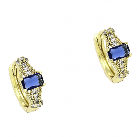 14k KOLCZYKI POZŁACANE 12/6 MM KÓŁECZKA Z SZAFIREM XUPING 90249