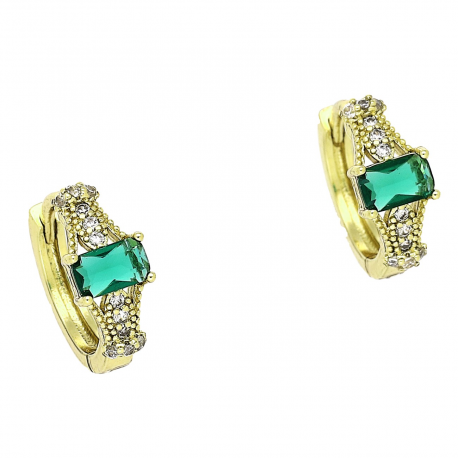 14k KOLCZYKI POZŁACANE 12/6 MM KÓŁECZKA ZE SZMARAGDEM XUPING 90250