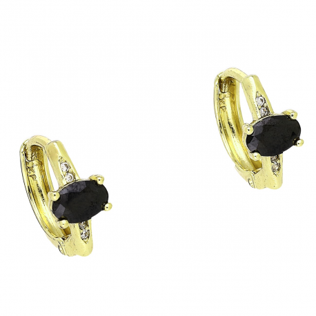 14k KOLCZYKI POZŁACANE 13/6 MM KÓŁKA Z CZARNYM BRYLANTEM XUPING 90254