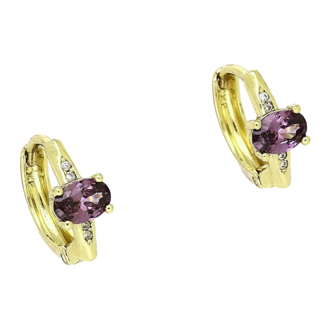 14k KOLCZYKI POZŁACANE 13/6 MM KÓŁKA Z AMETYSTEM XUPING 90257