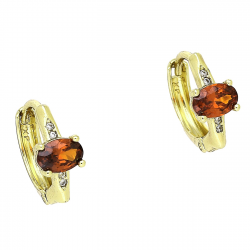14k KOLCZYKI POZŁACANE 13/6 MM KÓŁKA Z GRANATEM XUPING 90258