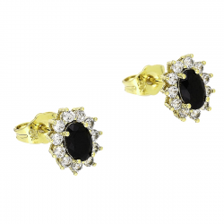 14k KOLCZYKI POZŁACANE 10/8 MM CZARNA MARKIZKA XUPING 90261