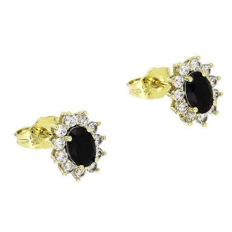 14k KOLCZYKI POZŁACANE 10/8 MM CZARNA MARKIZKA XUPING 90261